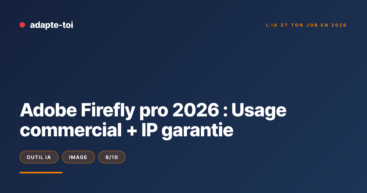 Adobe Firefly pro 2026 : Usage commercial + IP garantie | Adapte-toi